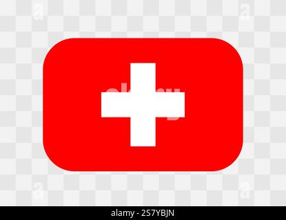 Bandiera della Svizzera - rettangolare arrotondato bandiera colorata che rappresenta l'identità e il patrimonio culturale del paese. L'essenza dell'orgoglio nazionale e dell'unità. Indicatore vettoriale su sfondo trasparente. Illustrazione Vettoriale