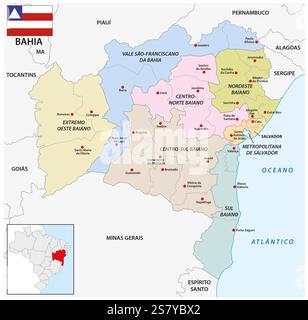 Mappa amministrativa dello stato brasiliano di Bahia Foto Stock