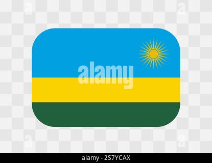 Bandiera del Ruanda - bandiera colorata rettangolare arrotondata che rappresenta un'identità e un patrimonio culturale del paese. L'essenza dell'orgoglio nazionale e dell'unità. Indicatore vettoriale su sfondo trasparente. Illustrazione Vettoriale