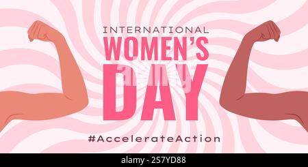 Giornata internazionale della donna. Accelerare l'azione. Illustrazione Vettoriale