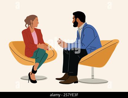 Uomo d'affari e donna in abiti eleganti e casual Illustrazione Vettoriale