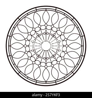 Vetrata in stile Liberty. Pagina colorante per adulti. Illustrazione Vettoriale