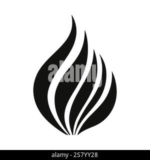 Icona fuoco fiamma. Design astratto del logo. Elemento di design vettoriale bianco e nero Illustrazione Vettoriale