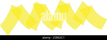 Composizione astratta con forme geometriche gialle traslucide che si sovrappongono e creano un motivo ondulato e dinamico su sfondo bianco, adatto per vari progetti di design Illustrazione Vettoriale