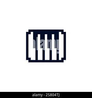 Tasti Pixel piano. Vettore icona musica. Pianoforte a 8 bit. Icona vettoriale di un pianoforte a coda isolato su un pixel di sfondo bianco. Illustrazione Vettoriale