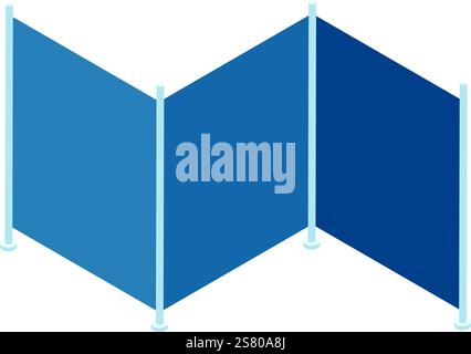 Vista isometrica di una parete divisoria portatile che divide una stanza, garantendo privacy e creando aree di lavoro separate in un ufficio o in un altro professionista Illustrazione Vettoriale