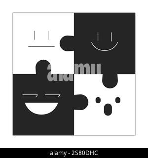 Efficace concetto di illustrazione 2D dinamica in bianco e nero Illustrazione Vettoriale