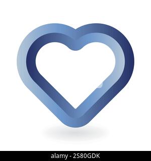 Questo design a cuore vettoriale presenta una sfumatura di tonalità blu che simboleggia l'amore e l'affetto. È ideale per feste di San Valentino, biglietti e temi romantici. Illustrazione Vettoriale