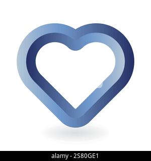Questo design a cuore vettoriale presenta una sfumatura di tonalità blu che simboleggia l'amore e l'affetto. È ideale per feste di San Valentino, biglietti e temi romantici. Illustrazione Vettoriale
