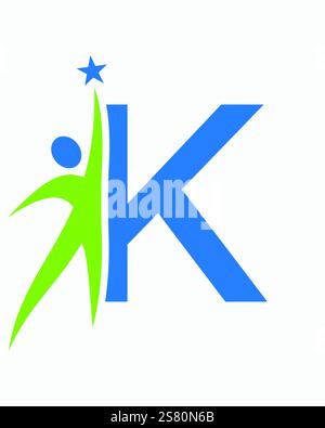 Lettera iniziale K Healthcare Logo Concept for Health Care, Sport, Bio, fitness o Medical Symbol Illustrazione Vettoriale