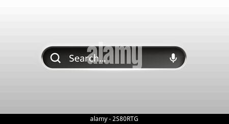 Barra di ricerca, stile bianco e nero, immissione testo di ricerca. Vettore Illustrazione Vettoriale