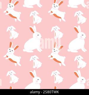 Allegro motivo coniglietto pasquale con un design geometrico per le feste. Illustrazione Vettoriale