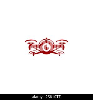 Illustrazione vettoriale dell'icona del drone. Logo fotocamera drone Illustrazione Vettoriale