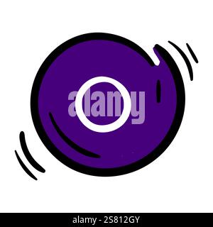 Bottone rotondo Bordeaux con cerchio bianco. Semplice elemento vettoriale su sfondo bianco. Icona posta disegnata a mano Illustrazione Vettoriale