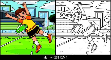 Illustrazione di Rugby Player che carica la palla Illustrazione Vettoriale