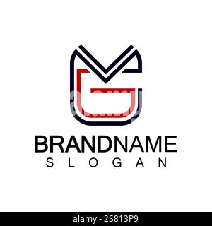 Lettere alfabetiche modello di design del logo MG o GM Illustrazione Vettoriale
