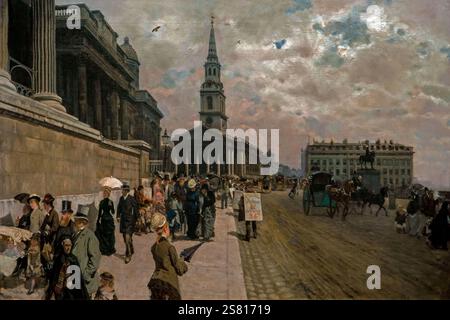 Giuseppe De Nittis 1846-1884 "The National Gallery and Saint Martin's Church in London" 1878, 71 x 105,5 cm olio su tela. Foto Stock