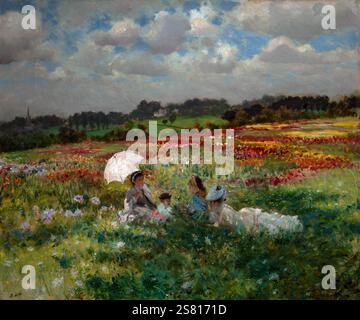 Giuseppe De Nittis 1846-1884 “nei campi intorno a Londra” 1875, ca 41 x 50 cm olio su tela. Foto Stock