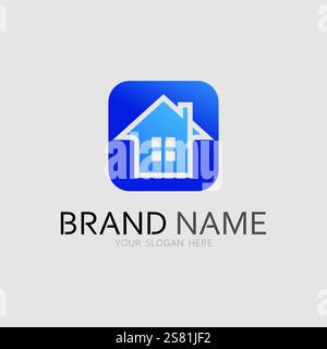 Home logo icona illustrazione vettoriale disegno template.Home e casa logo disegno vettore, logo, architettura e costruzione, design proprietà, rimanere a casa Illustrazione Vettoriale