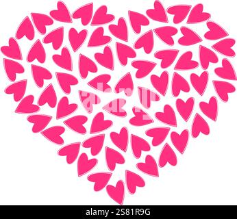 Il cuore disegnato a mano forma di cuori. Elemento di design per il saluto di San Valentino texture di sfondo astratto. Illustrazione vettoriale isolata schede tematiche, poster o banner promozionale Web, opuscoli, stampe o etichette Illustrazione Vettoriale