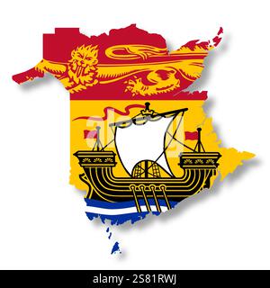 New Brunswick Canada Province mappa delle bandiere Foto Stock