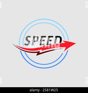 Design del logo di velocità e sport, silhouette simbolo del tachimetro icona vettoriale, logo auto velocità modello illustrazione vettoriale disegno icona Illustrazione Vettoriale