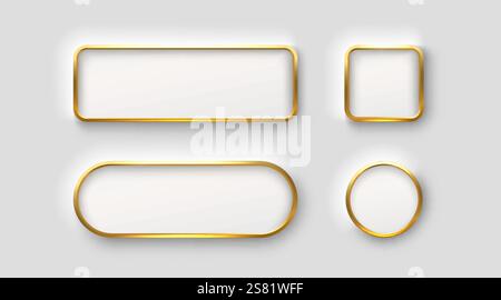 Pulsante cornice, set di colori dorati, messaggio etichetta minimo. Vettore Illustrazione Vettoriale