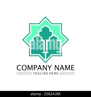 icona islamica e logo ramadhan design segno grafico vettoriale Illustrazione Vettoriale