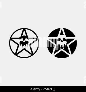 icona del cranio e delle ossa disegno grafico vettoriale del logo Illustrazione Vettoriale