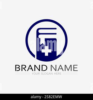 Logo del libro vettoriale e icona illustrativa didattica Illustrazione Vettoriale