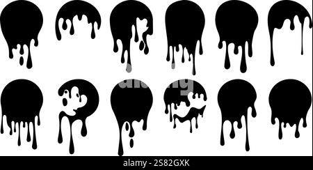 Etichette del cerchio di gocciolamento della vernice Illustrazione Vettoriale