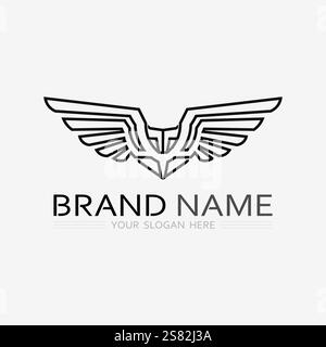 Logo Wings icona vettoriale simbolo modello di disegno Illustrazione Vettoriale