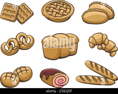 Prodotti da forno a cartoni animati Illustrazione Vettoriale