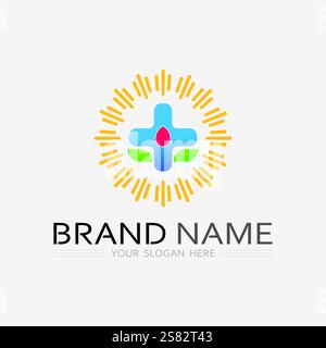 protezione della salute con schermo logo modello vettoriale per il medico o compagnia assicurativa-vettore Illustrazione Vettoriale