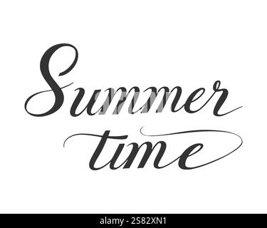 Testo dell'ora legale scritta disegnata a mano, iscrizione, disegno dell'elemento, isolato su sfondo bianco. Illustrazione vettoriale Illustrazione Vettoriale