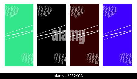 Set vettoriale di sfondi astratti in uno stile minimalista alla moda per un felice san valentino Illustrazione Vettoriale