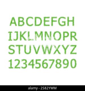 Le lettere vettoriali verdi, i numeri, i simboli, il carattere contiene lo stile grafico Illustrazione Vettoriale