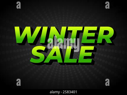 Saldi invernali. Design effetto testo per annunci promozionali sui social media Illustrazione Vettoriale
