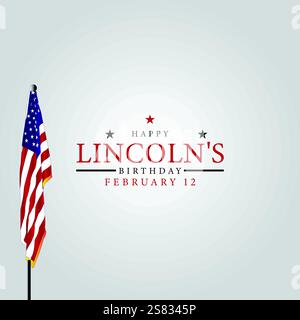 Buon compleanno Presidente Lincoln 12 febbraio feste Illustrazione Vettoriale