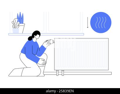 Controllare il riscaldamento delle illustrazioni dei vettori dei cartoni animati isolati. Illustrazione Vettoriale