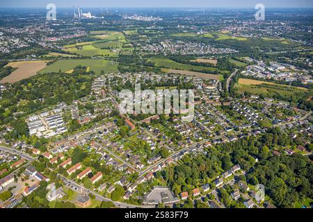 Vista aerea, zona residenziale residenziale residenziale intorno a Gertrudstraße, autostrada A2, Brauck, Gladbeck, regione della Ruhr, Renania settentrionale-Vestfalia, Germania Foto Stock