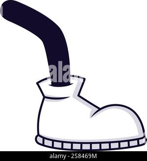 Gamba flessibile Cartoon con stivali bianchi, che rappresentano concetti come flessibilità, adattabilità e situazioni insolite, perfetti per l'umorismo e. Illustrazione Vettoriale