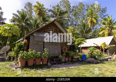 Case di insediamento a Bird Island, Seychelles Foto Stock