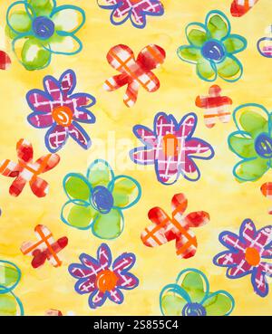 Illustrazione del motivo a motivo floreale su tutto il tessuto Foto Stock