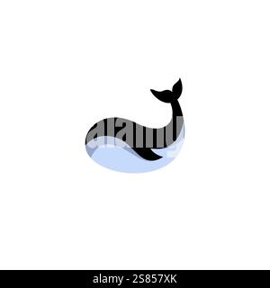Illustrazione vettoriale icona balena. Design di cartoni animati per balene Illustrazione Vettoriale