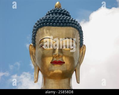 Faccia del Buddha Dordenma seduto a Thimpu Bhutan Foto Stock