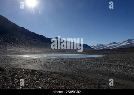Il lago Bull, Wright Valley, McMurdo Dry Valleys, si trova sul fiume Onyx, il più grande fiume dell'Antartide Foto Stock