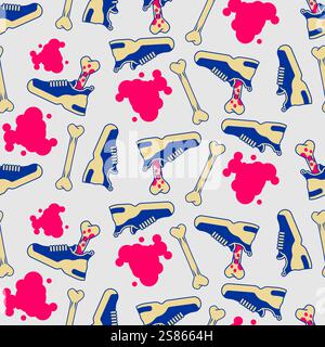 Piede reciso con motivo a suola senza cuciture. Bbone si stacca dallo sfondo della sneaker. Illustrazione Vettoriale