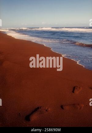 Impronte sulla spiaggia sabbiosa Foto Stock