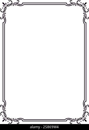 Cornice rettangolare con eleganti angoli floreali su uno sfondo bianco pulito, per un tocco sofisticato e decorativo per vari design Illustrazione Vettoriale